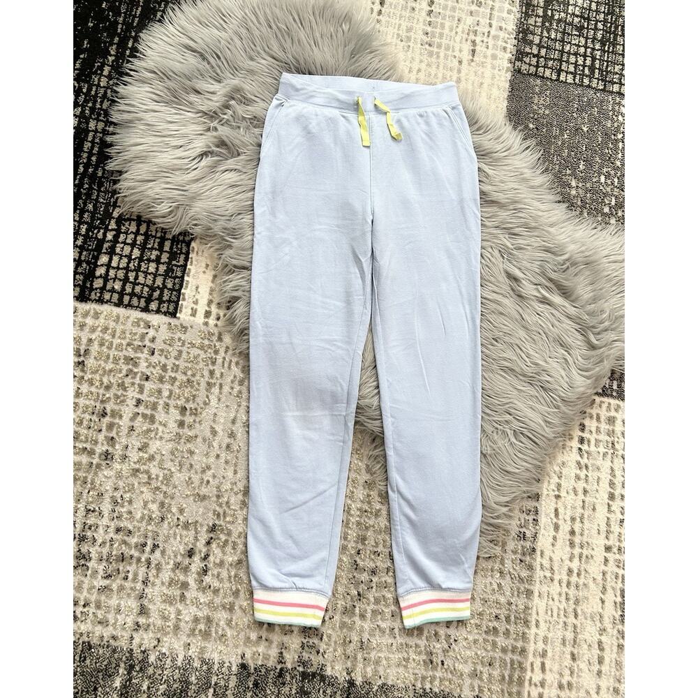 Crewcuts Girls Rainbow-Trim In Pale Chambray Blue Sweatpants Size Large